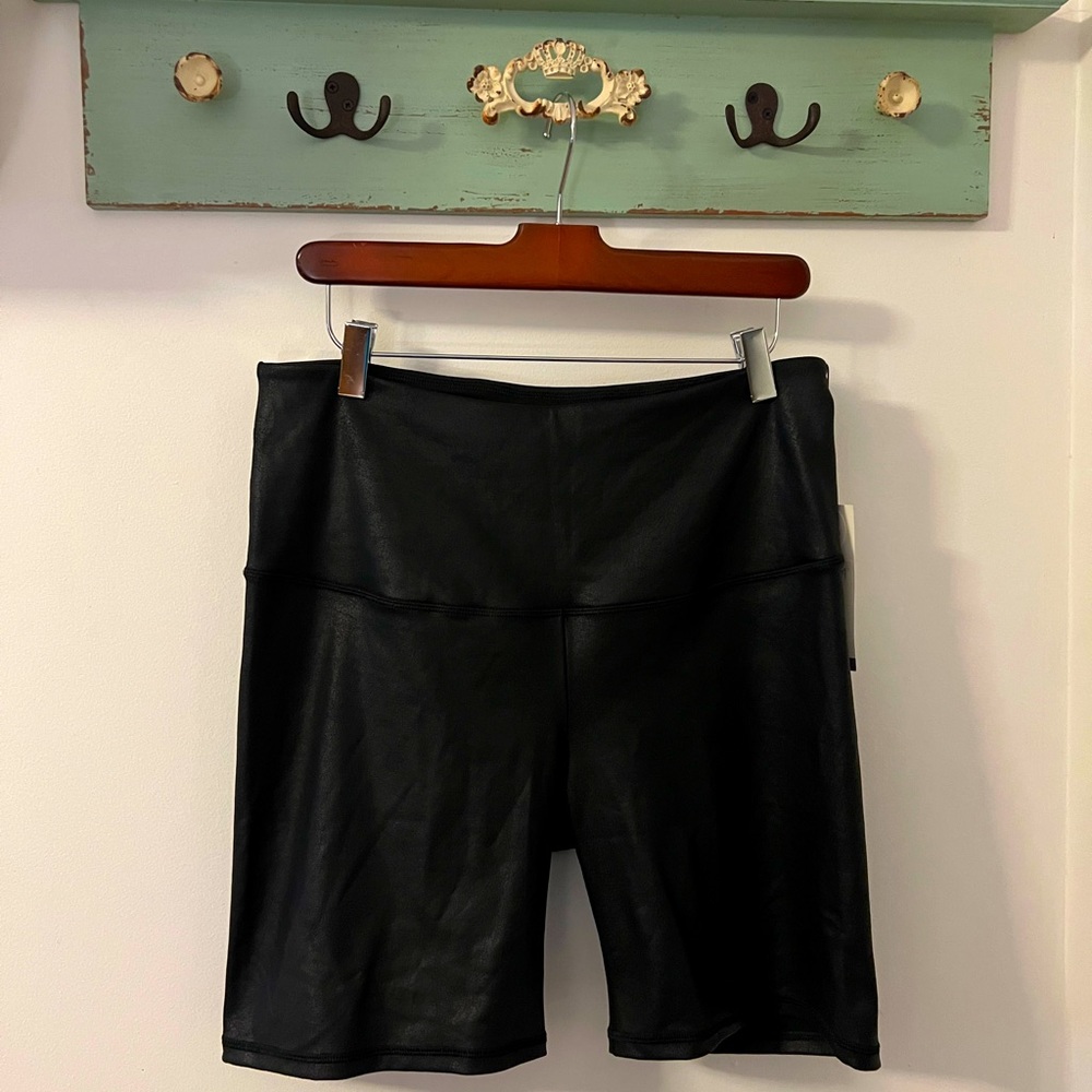 CALIA by Carrie Underwood faux leather, sculpting biker shorts